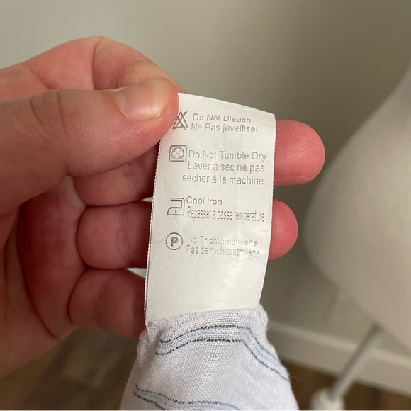 Made in Italy 100% Linen White and Blue Stripe Oversized Button Down Top Size M - Picture 8 of 10